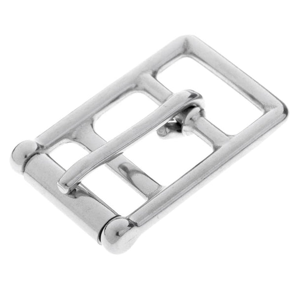 Metal belt buckle with silver finish and rectangular frame design - Uhorse