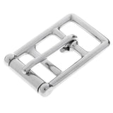 Metal belt buckle with silver finish and rectangular frame design - Uhorse