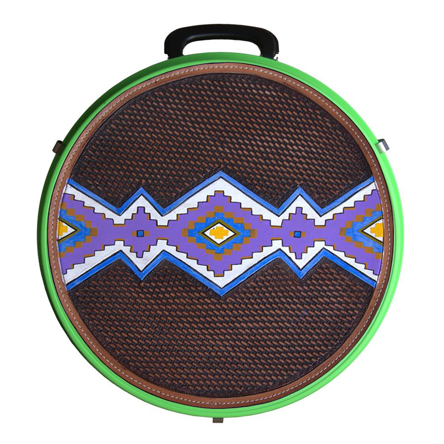 Green nylon saddle bag with geometric tribal pattern - Uhorse