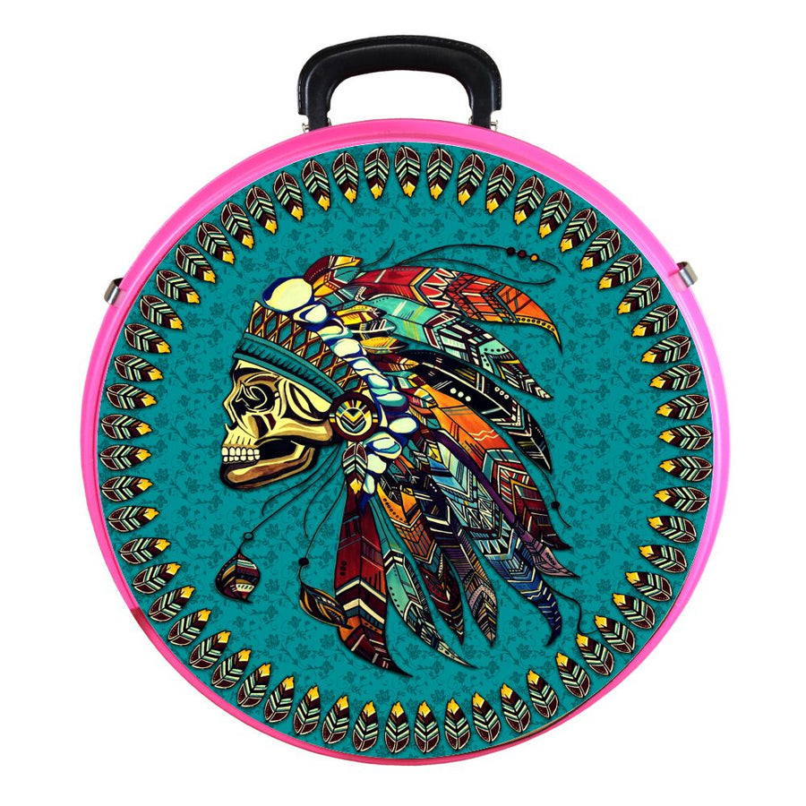 Hilason Medium 4 Rope Capacity Rope Can With Attractive Printed Genuine Leather Trim