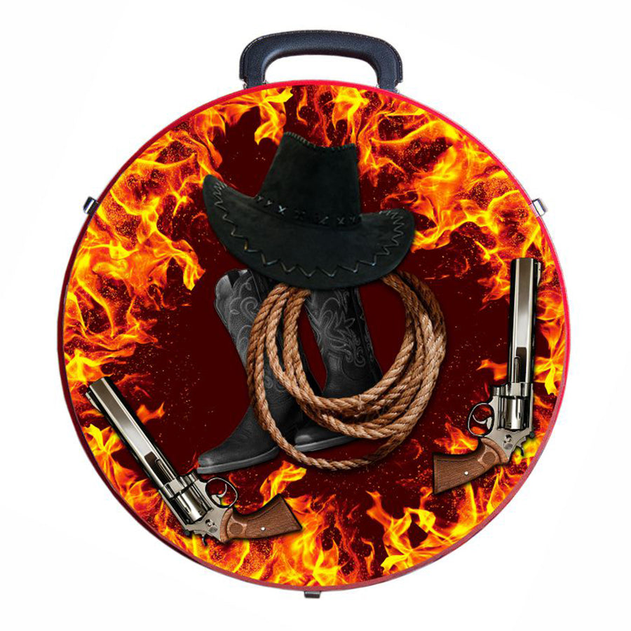 Hilason Medium 4 Rope Capacity Can With Attractive Printed Genuine Leather Trim - Uhorse