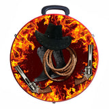 Hilason Medium 4 Rope Capacity Can With Attractive Printed Genuine Leather Trim - Uhorse