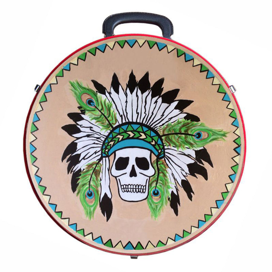 Hilason Medium 4 Rope Capacity Rope Can With Attractive Printed Genuine Leather Trim Bright Red - Uhorse
