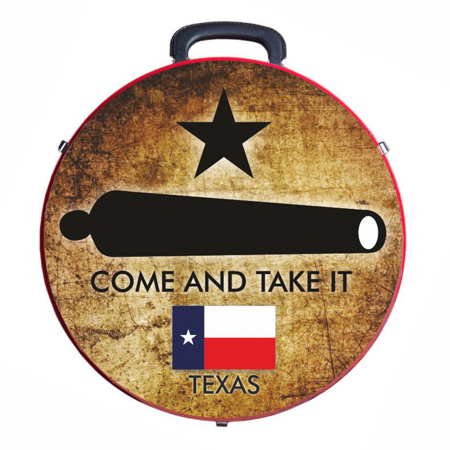 Red round lunch box with black star and cannon design - Uhorse