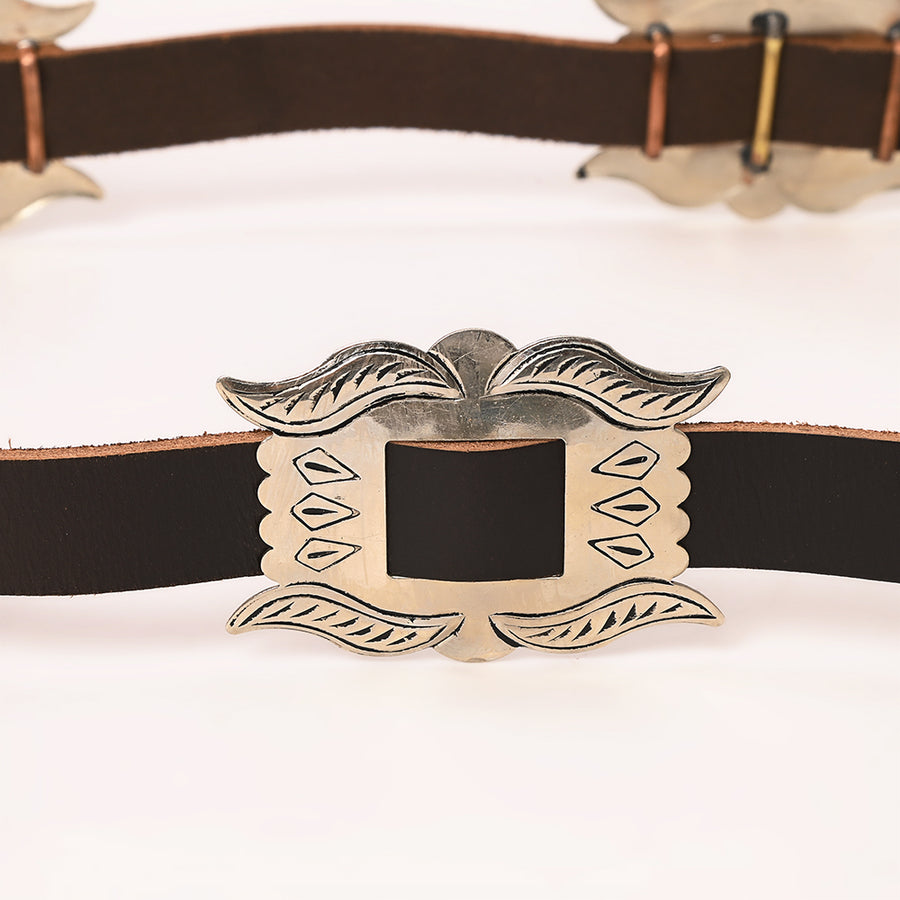 American Darling Wallet Hand Tooled Genuine Suede Leather Women Belt Dark Brown with Concho 51 Inches | Bag