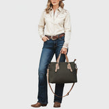 American Darling Western Leather Handbag with Hand-Tooled Accents, Genuine Leather, Adjustable Strap, Everyday Use, Durable & Stylish for Women