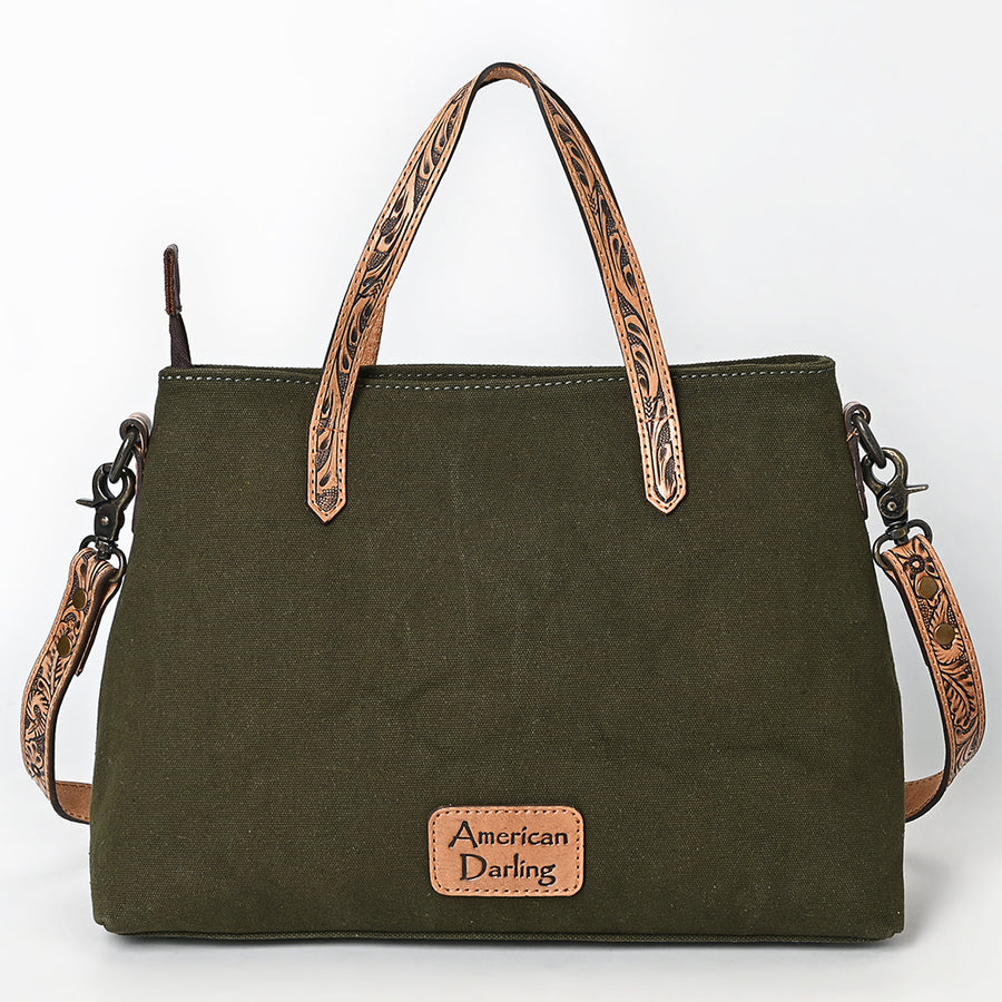 American Darling Western Leather Handbag with Hand-Tooled Accents, Genuine Leather, Adjustable Strap, Everyday Use, Durable & Stylish for Women
