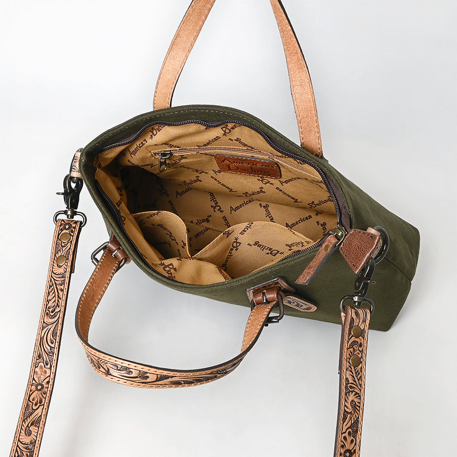 American Darling Western Leather Handbag with Hand-Tooled Accents, Genuine Leather, Adjustable Strap, Everyday Use, Durable & Stylish for Women