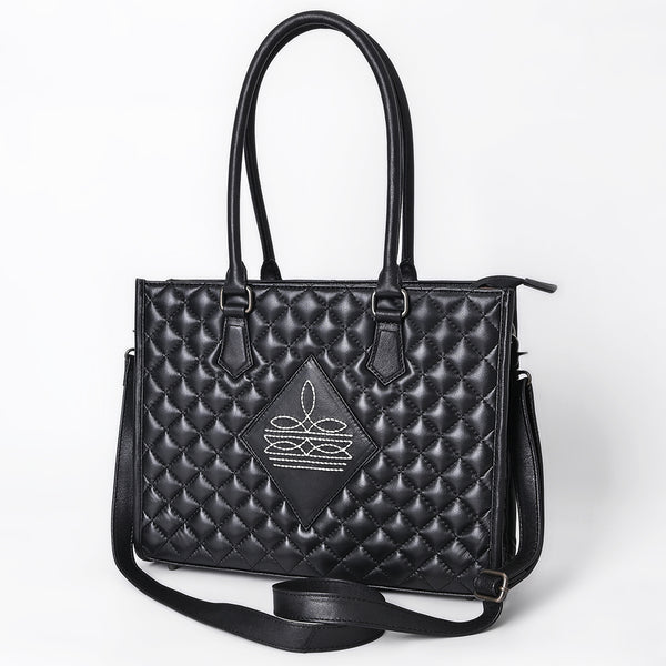American Darling Quilted Leather Tote Bag | Western Boot Stitched Carryall - Uhorse
