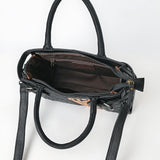 American Darling Western Tote Bag Handcrafted from Quilted Genuine Leather | Hand-Tooled Floral Vertical Panel, Buckstitch Detail & YKK Zipper