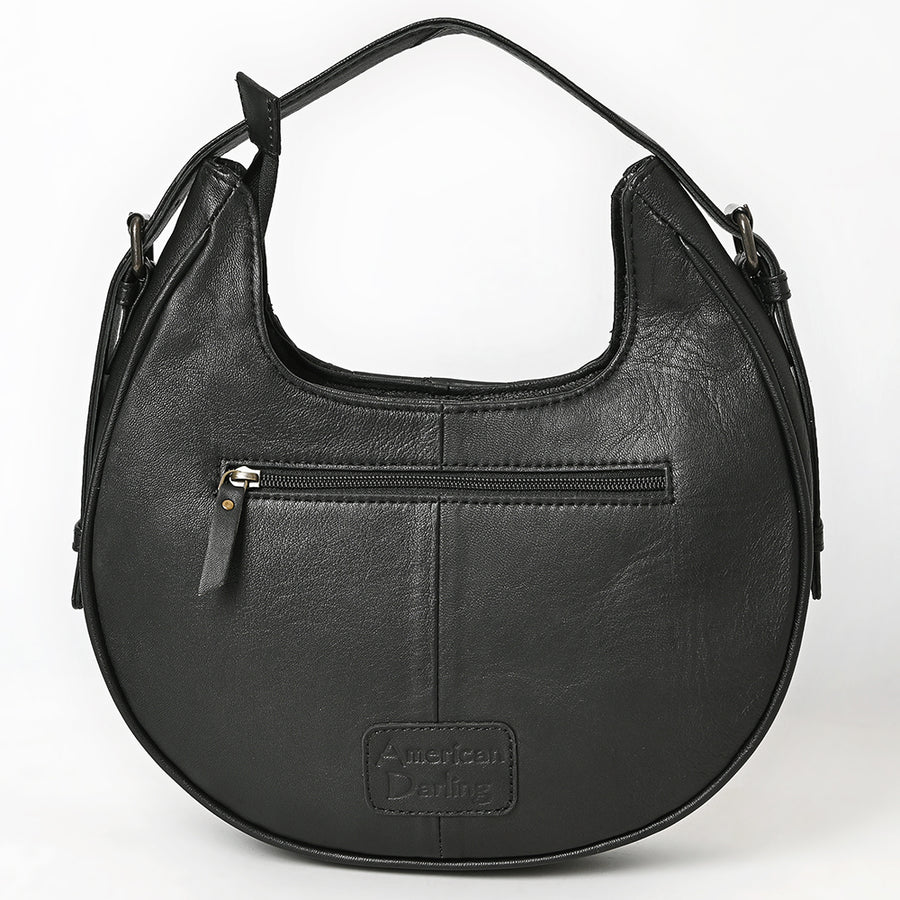 American Darling Western Hobo Bag Handcrafted from Quilted Genuine Leather | Hand-Tooled Floral Yoke Panel, Buckstitch Detail & YKK Zipper