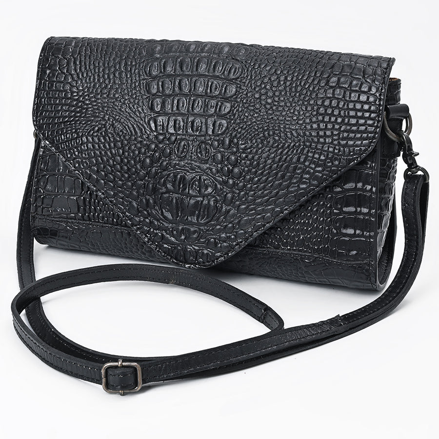 American Darling Crocodile Embossed Small Crossbody | Envelope Flap Purse - Uhorse