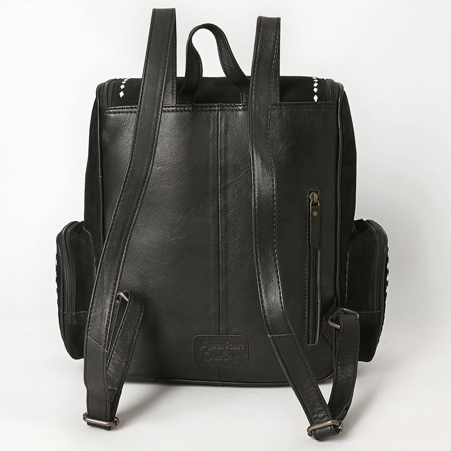 American Darling Western Backpack Bag Handcrafted from Genuine Suede Leather | Boot Stitched Flap, Studded Trim & YKK Zipper