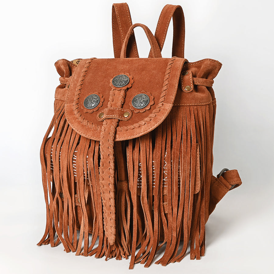 American Darling Genuine Suede Fringe Backpack | Western Concho Boot Stitched Bag - Uhorse