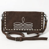 American Darling Western Small Cross Body Suede Genuine Leather Handbag Purse Wallet Bag For Women Girls Black | Handbags