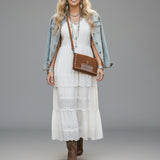 American Darling Western Small Cross Body Suede Genuine Leather Handbag Purse Wallet Bag For Women Girls Black | Handbags