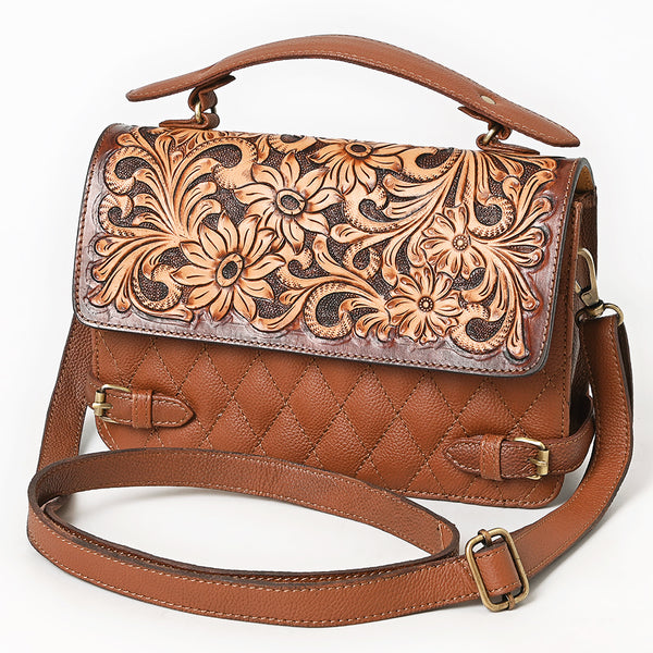 American Darling Quilted Hand Tooled Genuine Leather Small Cross body Bag - Uhorse