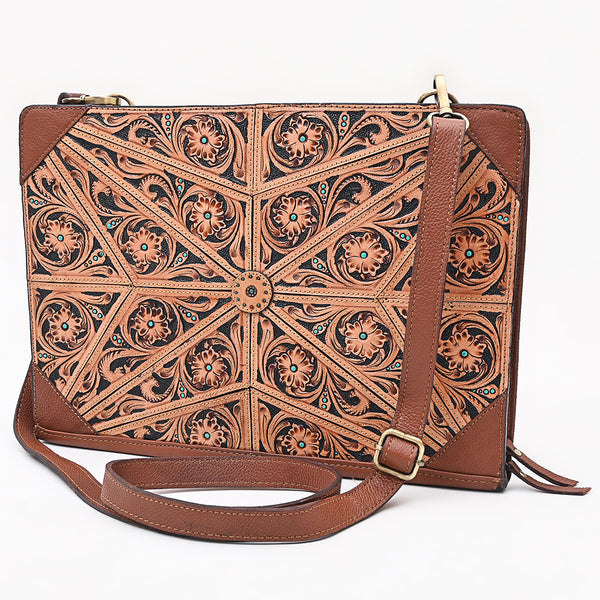 American Darling Portfolio Bag Beautifully Hand Tooled Leather women – by Hilason – Cowboy and equestrian accessories
