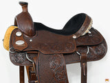 16 In Hilason Western Horse Saddle American Leather Ranch Roping Brown Floral Hand Carved Wooden Tree Saddle