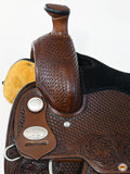 16 In Hilason Western Horse Saddle American Leather Ranch Roping Brown Floral Hand Carved Wooden Tree Saddle