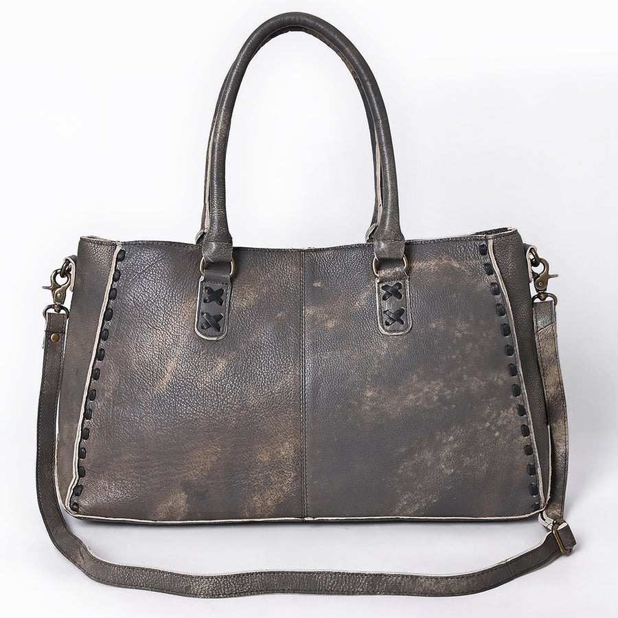 American Darling Tote Bag - Genuine Vegetable-Tanned Leather Western Purse with Buck Stitching & YKK Zipper