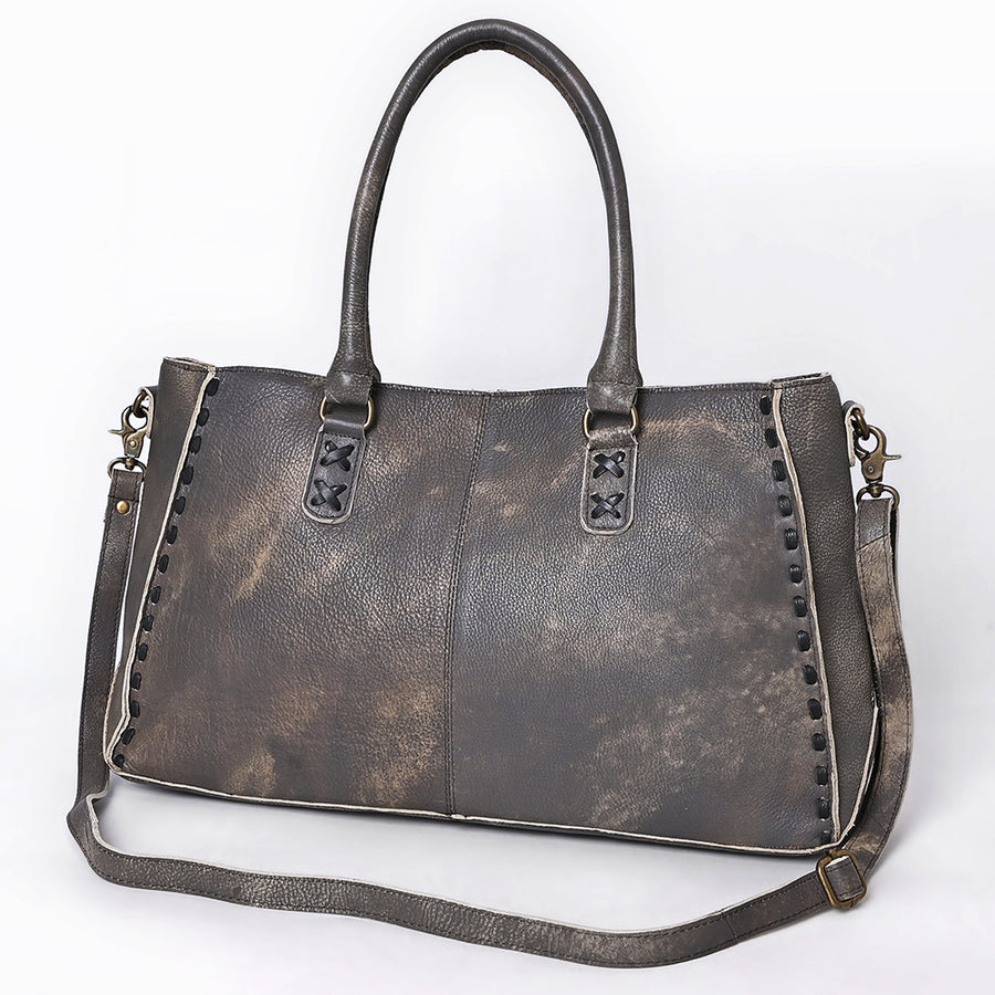 American Darling Western Leather Tote Bag with Handcrafted Buck Stitching - Uhorse