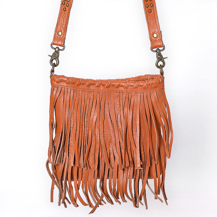 American Darling Cross body Bag Western Genuine Leather Handcrafted Shoulder Purse with Fringes and YKK Zipper