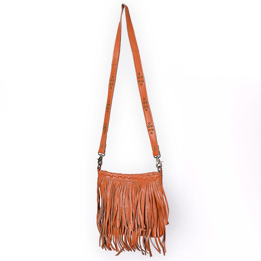 American Darling Cross body Bag Western Genuine Leather Handcrafted Shoulder Purse with Fringes and YKK Zipper