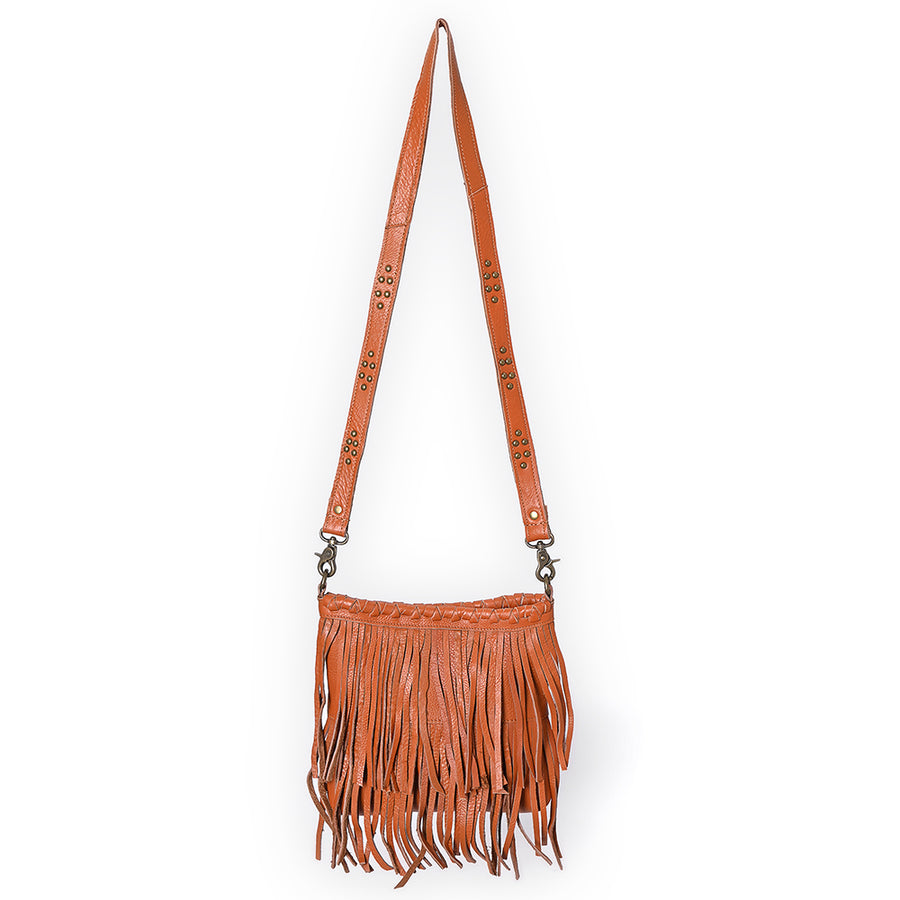 American Darling Cross body Bag Western Genuine Leather Handcrafted Shoulder Purse with Fringes and YKK Zipper