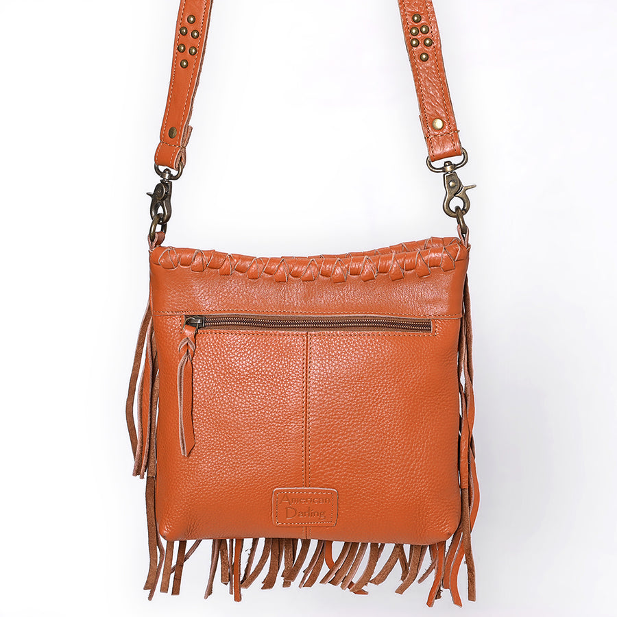 American Darling Cross body Bag Western Genuine Leather Handcrafted Shoulder Purse with Fringes and YKK Zipper