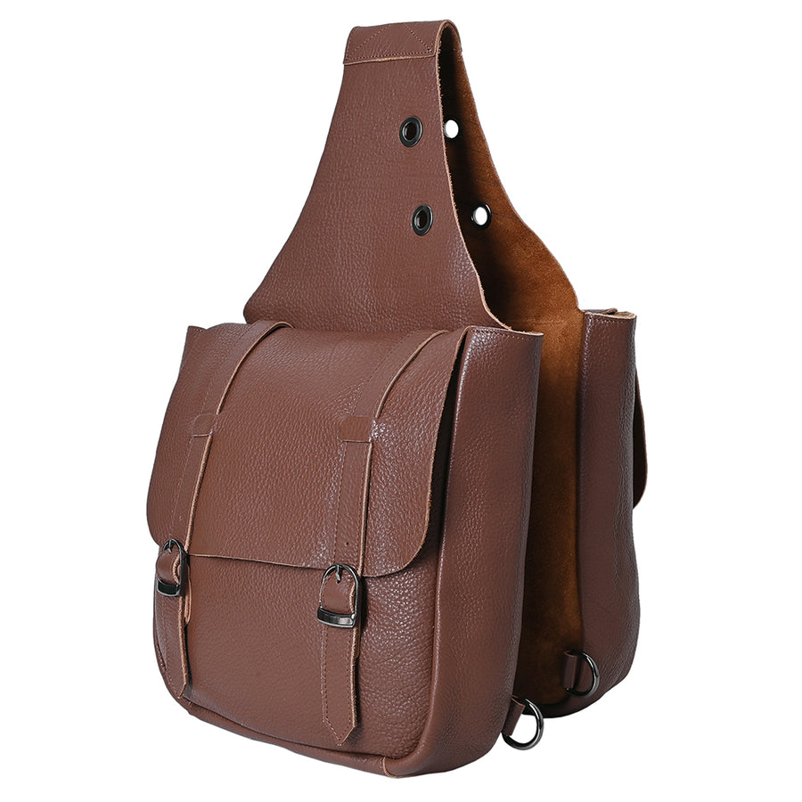 Hilason Western Horse Trail Riding Heavy Duty Genuine Leather Saddle Bag Brown - Uhorse