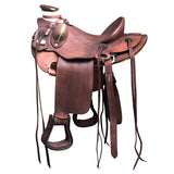 15 In Western Horse Wade Saddle Geniuine Leather Ranch Roping Dark Brown