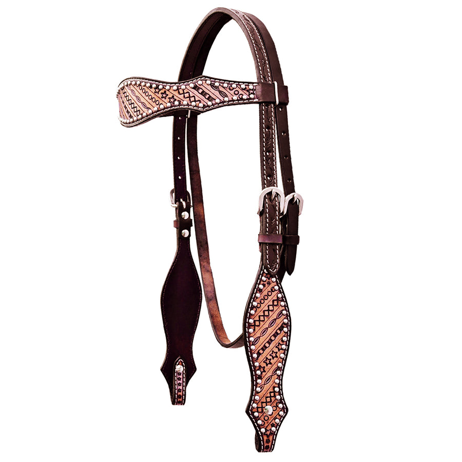 COMFYTACK W. H. Hand Tooled Headstall Genuine Leather Brown by Hilason – Cowboy and equestrian accessories