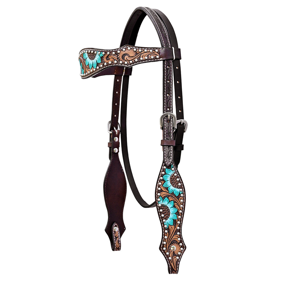 COMFYTACK W. H. Floral Hand Painted Headstall Genuine Leather Brown / by Hilason – Cowboy and equestrian accessories