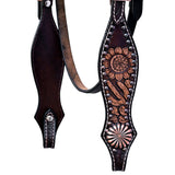 COMFYTACK Western Horse Floral Hand Carved Headstall Genuine Leather Concho Brown