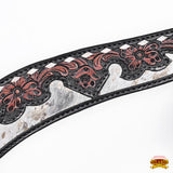 Hilason Horse Floral Hand Carved American Leather Breast Collar Headstall Dark Brown