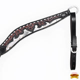 Hilason Horse Floral Hand Carved American Leather Breast Collar Headstall Dark Brown