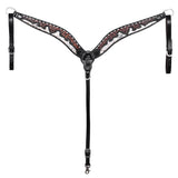 Hilason Horse Floral Hand Carved American Leather Breast Collar Headstall Dark Brown