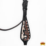 Hilason Horse Floral Hand Carved American Leather Breast Collar Headstall Dark Brown