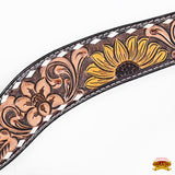 Hilason Horse Floral Hand Painted American Leather Breast Collar Headstall Dark Brown