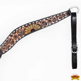 Hilason Horse Floral Hand Painted American Leather Breast Collar Headstall Dark Brown