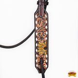 Hilason Horse Floral Hand Painted American Leather Breast Collar Headstall Dark Brown