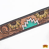 Hilason Horse Floral Hand Painted American Leather Breast Collar Headstall Dark Brown