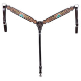 Hilason Western Horse Floral Hand Painted American Leather Breast Collar Dark Brown - Uhorse