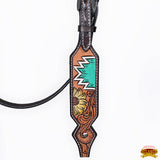 Hilason Horse Floral Hand Painted American Leather Breast Collar Headstall Dark Brown