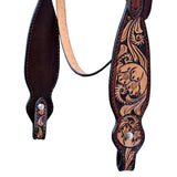 Hilason Horse Floral Hand Carved American Leather Breast Collar Headstall Brown