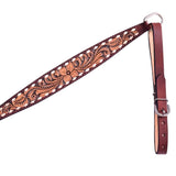 Hilason Horse Floral Hand Carved American Leather Breast Collar Headstall Brown