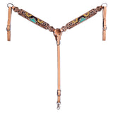 Hilason H. Floral Hand Painted American Leather Breast Collar by Hilason – Cowboy and equestrian accessories