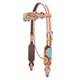 Hilason W. H. Floral Hand Painted American Leather Headstall Tan – by Hilason – Cowboy and equestrian accessories