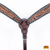 HILASON Western Horse Leaf Headstall Breast Collar Set Genuine Leather Dark Brown